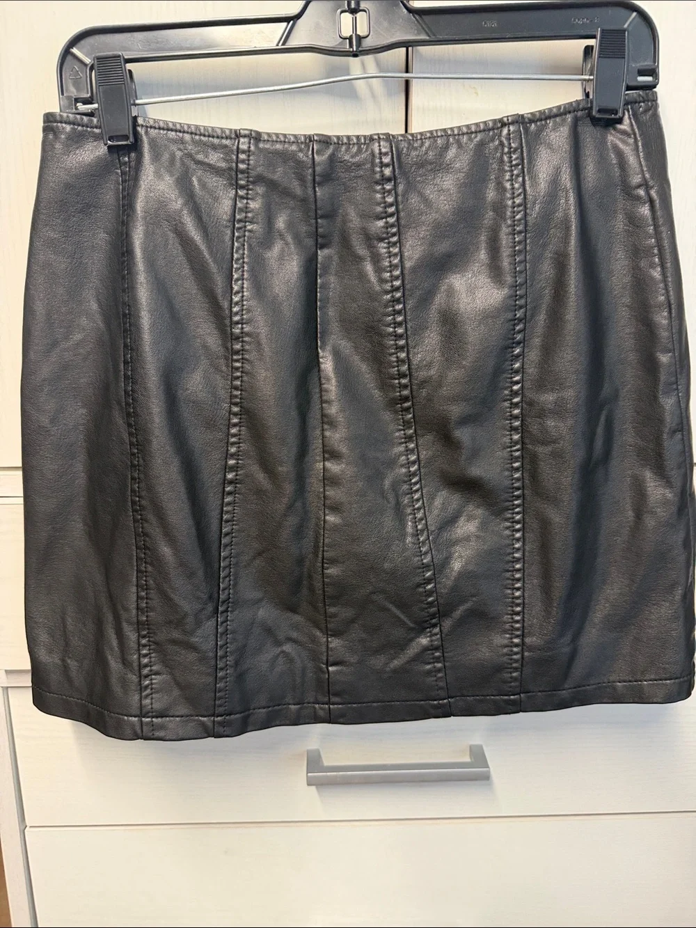 Free People Black Faux Leather Front Zip Mini Skirt